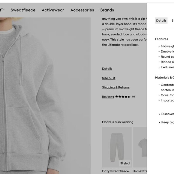 TNA Cozy Sweatfleece Boyfriend Zip-up Hoodie - Picture 5 of 6